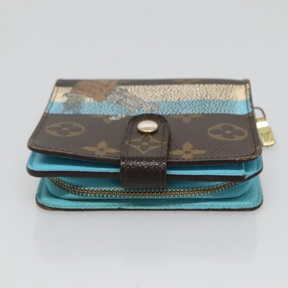 LOUIS VUITTON Monogram Groom Compact Zip Wallet Blue M60036 LV Auth hk2238 - Picture 7 of 16